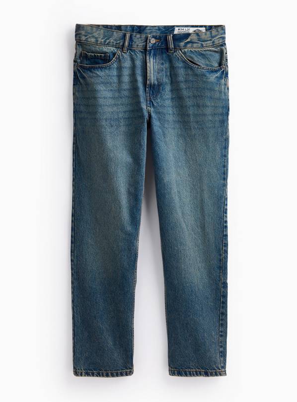 UNION WORKS Vintage Mid Wash Straight Leg Denim Jeans 30R